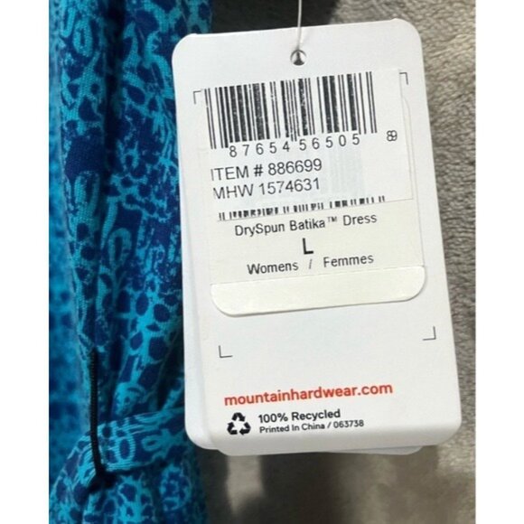 Mountain Hard Wear Women Sleeveless Blue Teal Dryspun Batika Waist Dress UPF 25 - Picture 9 of 12